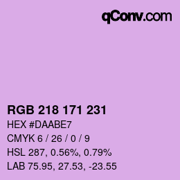 カラーコード: RGB 218 171 231 | qconv.com