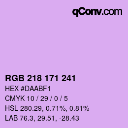 カラーコード: RGB 218 171 241 | qconv.com
