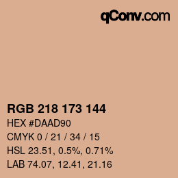 カラーコード: RGB 218 173 144 | qconv.com