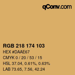 Color code: RGB 218 174 103 | qconv.com