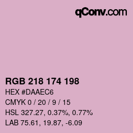 Color code: RGB 218 174 198 | qconv.com