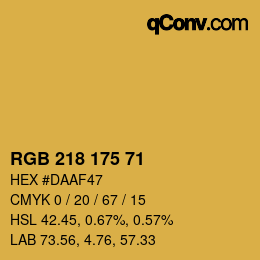 Color code: RGB 218 175 71 | qconv.com