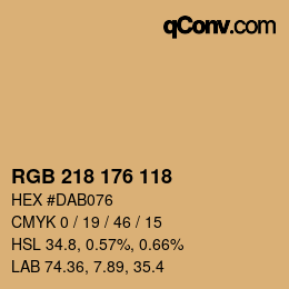 Color code: RGB 218 176 118 | qconv.com
