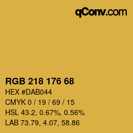 Color code: RGB 218 176 68 | qconv.com
