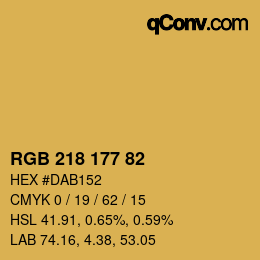 Color code: RGB 218 177 82 | qconv.com