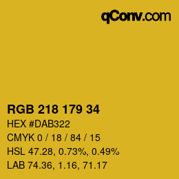 Code couleur: RGB 218 179 34 | qconv.com
