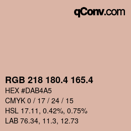 カラーコード: RGB 218 180.4 165.4 | qconv.com