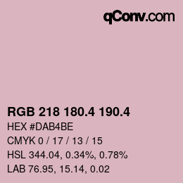 カラーコード: RGB 218 180.4 190.4 | qconv.com