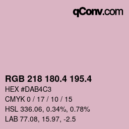 カラーコード: RGB 218 180.4 195.4 | qconv.com
