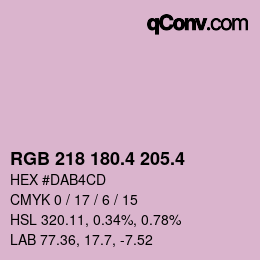 カラーコード: RGB 218 180.4 205.4 | qconv.com
