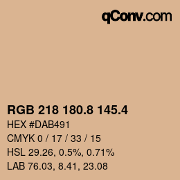 カラーコード: RGB 218 180.8 145.4 | qconv.com