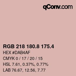 カラーコード: RGB 218 180.8 175.4 | qconv.com