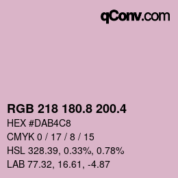 カラーコード: RGB 218 180.8 200.4 | qconv.com