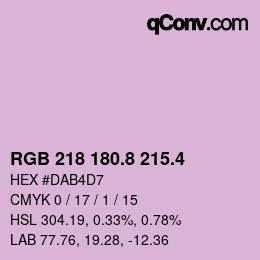 カラーコード: RGB 218 180.8 215.4 | qconv.com