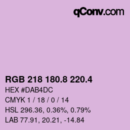 カラーコード: RGB 218 180.8 220.4 | qconv.com