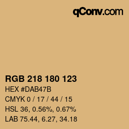 Color code: RGB 218 180 123 | qconv.com