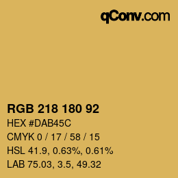 カラーコード: RGB 218 180 92 | qconv.com