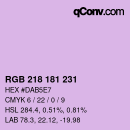 Color code: RGB 218 181 231 | qconv.com