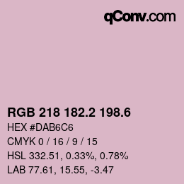 カラーコード: RGB 218 182.2 198.6 | qconv.com