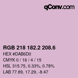 カラーコード: RGB 218 182.2 208.6 | qconv.com