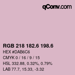 カラーコード: RGB 218 182.6 198.6 | qconv.com