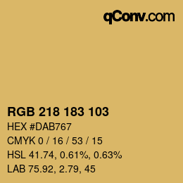 Color code: RGB 218 183 103 | qconv.com