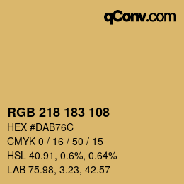 Color code: RGB 218 183 108 | qconv.com