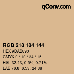 颜色代码: RGB 218 184 144 | qconv.com