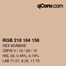 カラーコード: RGB 218 184 158 | qconv.com