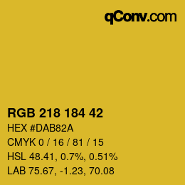 カラーコード: RGB 218 184 42 | qconv.com