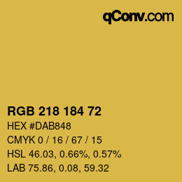 カラーコード: RGB 218 184 72 | qconv.com