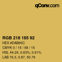 Color code: RGB 218 185 92 | qconv.com