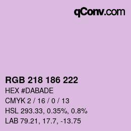 カラーコード: RGB 218 186 222 | qconv.com
