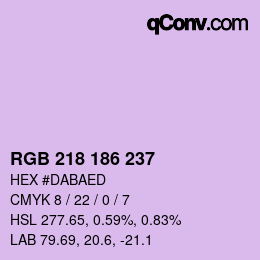 Color code: RGB 218 186 237 | qconv.com