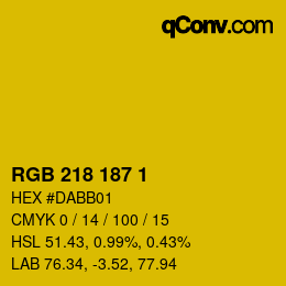 Color code: RGB 218 187 1 | qconv.com