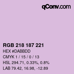 Código de color: RGB 218 187 221 | qconv.com