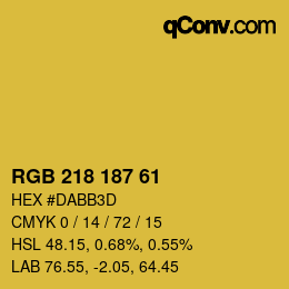Color code: RGB 218 187 61 | qconv.com