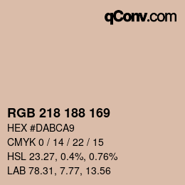 Color code: RGB 218 188 169 | qconv.com