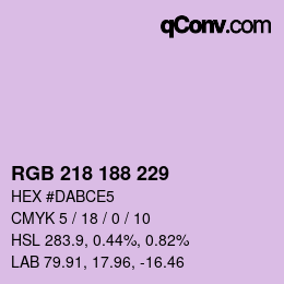 Color code: RGB 218 188 229 | qconv.com