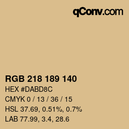 Farbcode: RGB 218 189 140 | qconv.com
