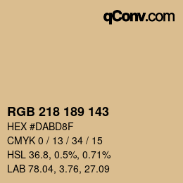 カラーコード: RGB 218 189 143 | qconv.com