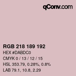カラーコード: RGB 218 189 192 | qconv.com