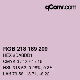 カラーコード: RGB 218 189 209 | qconv.com