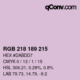 Color code: RGB 218 189 215 | qconv.com
