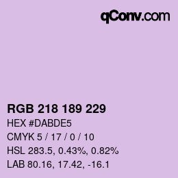 カラーコード: RGB 218 189 229 | qconv.com