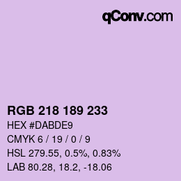 Color code: RGB 218 189 233 | qconv.com
