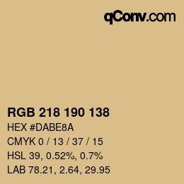 カラーコード: RGB 218 190 138 | qconv.com