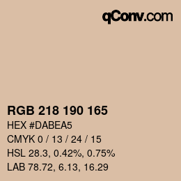 Código de color: RGB 218 190 165 | qconv.com