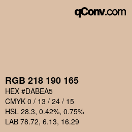 颜色代码: RGB 218 190 165 | qconv.com