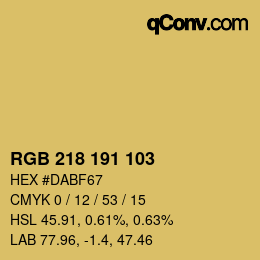 カラーコード: RGB 218 191 103 | qconv.com